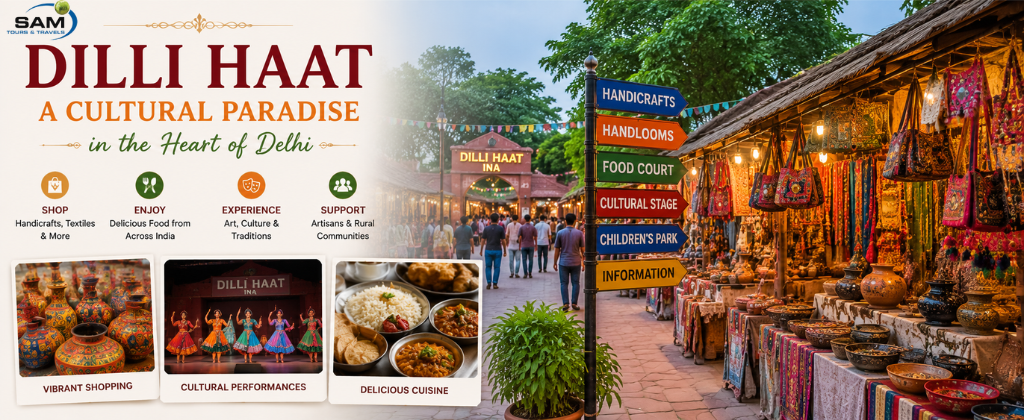 Dilli Haat Delhi featuring traditional handicrafts, local artisans, cultural performances, and authentic Indian cuisine.